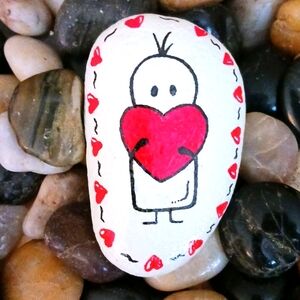 Hand Painted Rock - Little Girl Big Heart